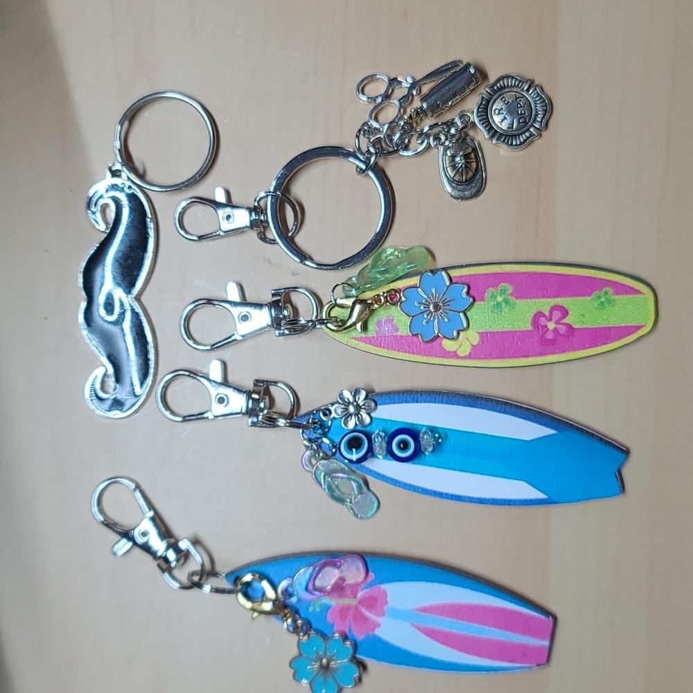 2 for $10 BOGO  Surfboard or Fire Dept Key Chain Purse Charm - Pick 2